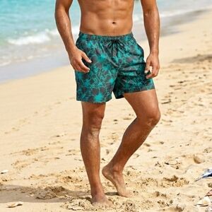 Cascade Sport Swimwear Men's XLarge Tropical Print Swim Trunks